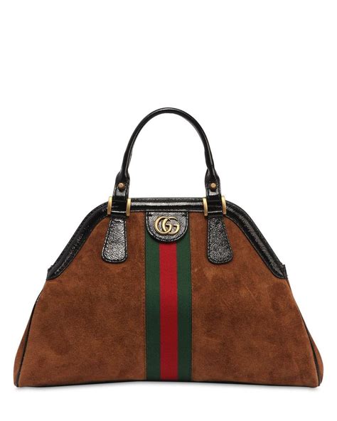 large re belle leather satchel gucci|Gucci Large Re(belle) Suede Satchel in Brown .